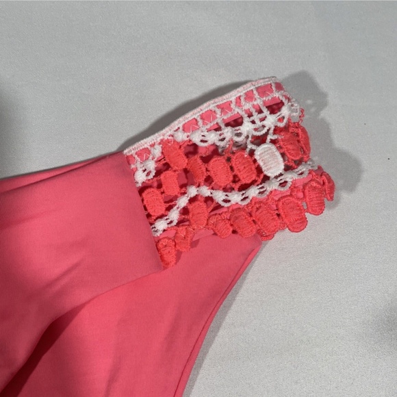 NWT Becca [ Small ] Delilah Avery Crochet-Side Bikini Bottoms in‎ Coral - Picture 5 of 11